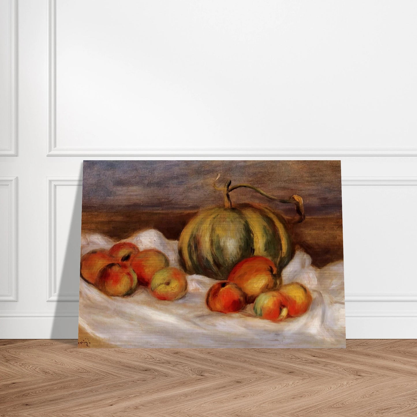 Still Life with Cantalope and Peaches - Pierre-Auguste Renoir Brushed Aluminum Print - 70x100 cm / 28x40 inches | Pierre-Auguste Renoir Aluminum Print | Pierre-Auguste Renoir Prints