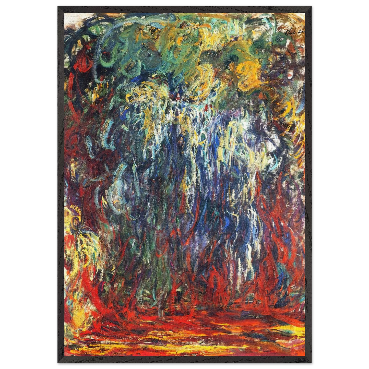Weeping Willow Giverny - claude monet 70x100 cm / 28x40 inches Framed Art Print – Black Wooden Frame