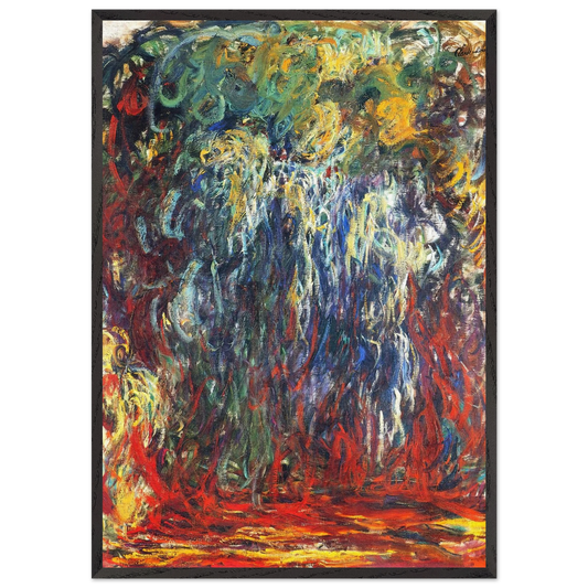 Weeping Willow Giverny - claude monet 70x100 cm / 28x40 inches Framed Art Print – Black Wooden Frame