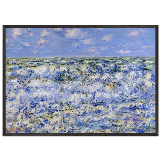 Waves Breaking - claude monet 70x100 cm / 28x40 inches Framed Art Print – Black Wooden Frame