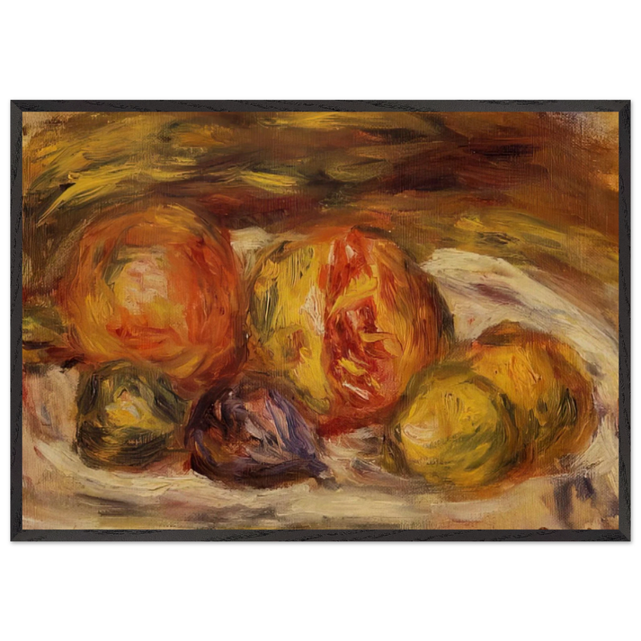 Still Life Pomegranate Figs and Apples - Pierre-Auguste Renoir 70x100 cm / 28x40 inches Framed Art Print – Black Wooden Frame