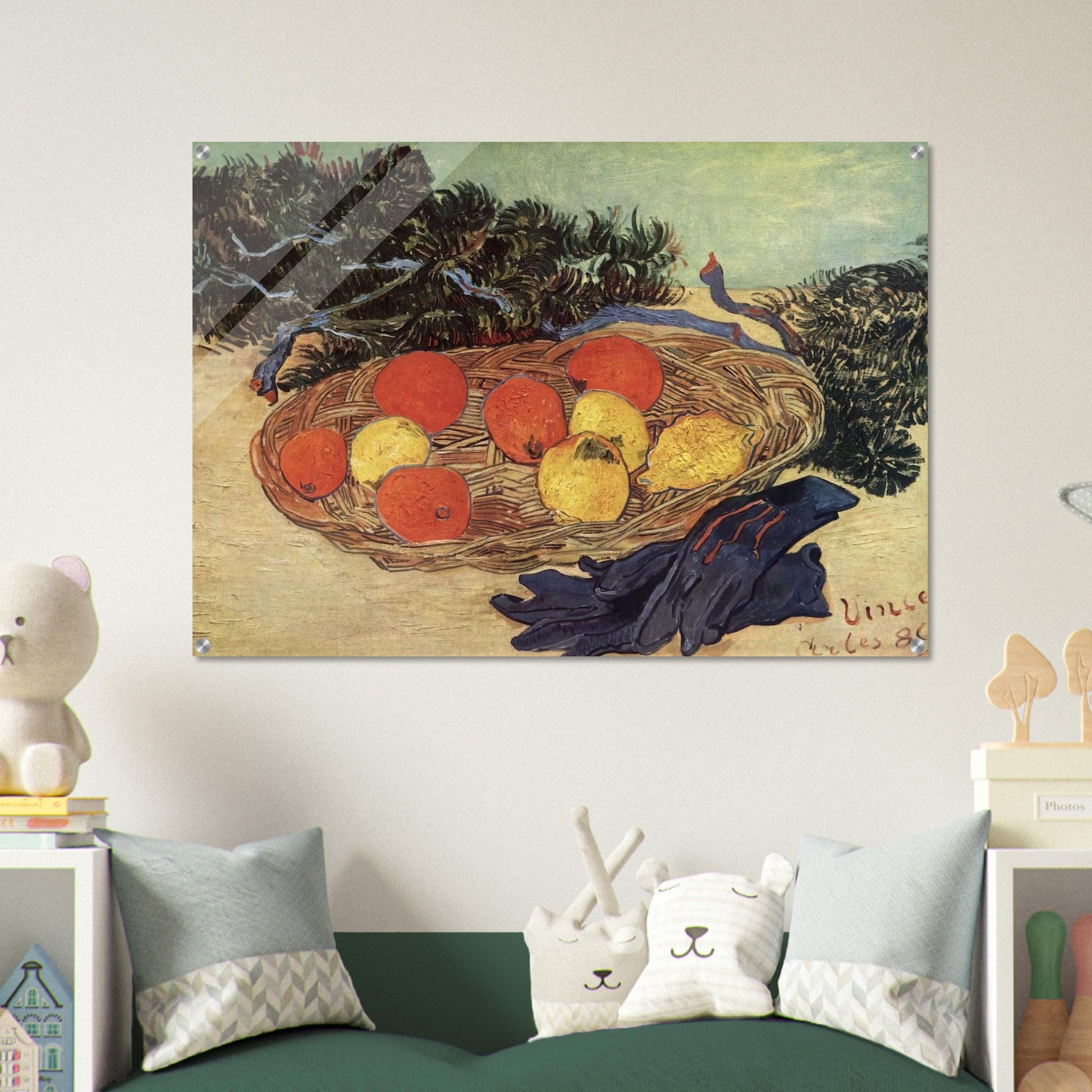 Still Life with Oranges and Lemons with Blue Gloves - Vincent van Gogh Acrylic Print - 70x100 cm / 28x40″ inches | Vincent van Gogh Wall Art | Vincent van Gogh Prints