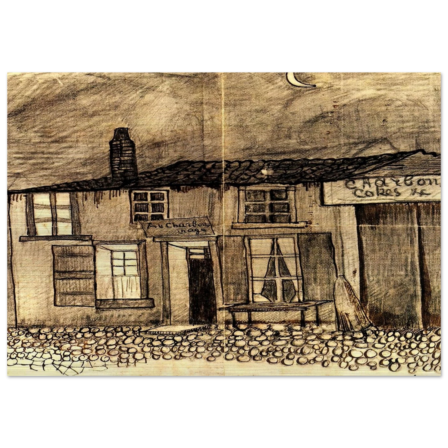 “Au Charbonnage” Café - Vincent van Gogh Brushed Aluminum Print - 70x100 cm / 28x40 inches | Vincent van Gogh Aluminum Print | Vincent van Gogh Prints