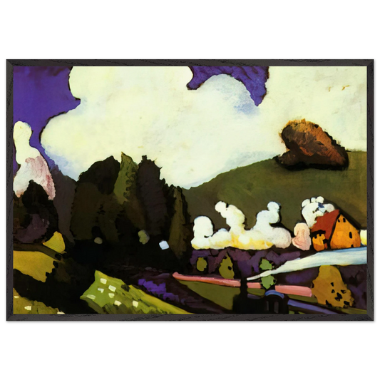LANDSCAPE WITH A STEAM LOCOMOTIVE 1909 - Wassily Kandinsky 70x100 cm / 28x40 inches Framed Art Print – Black Wooden Frame