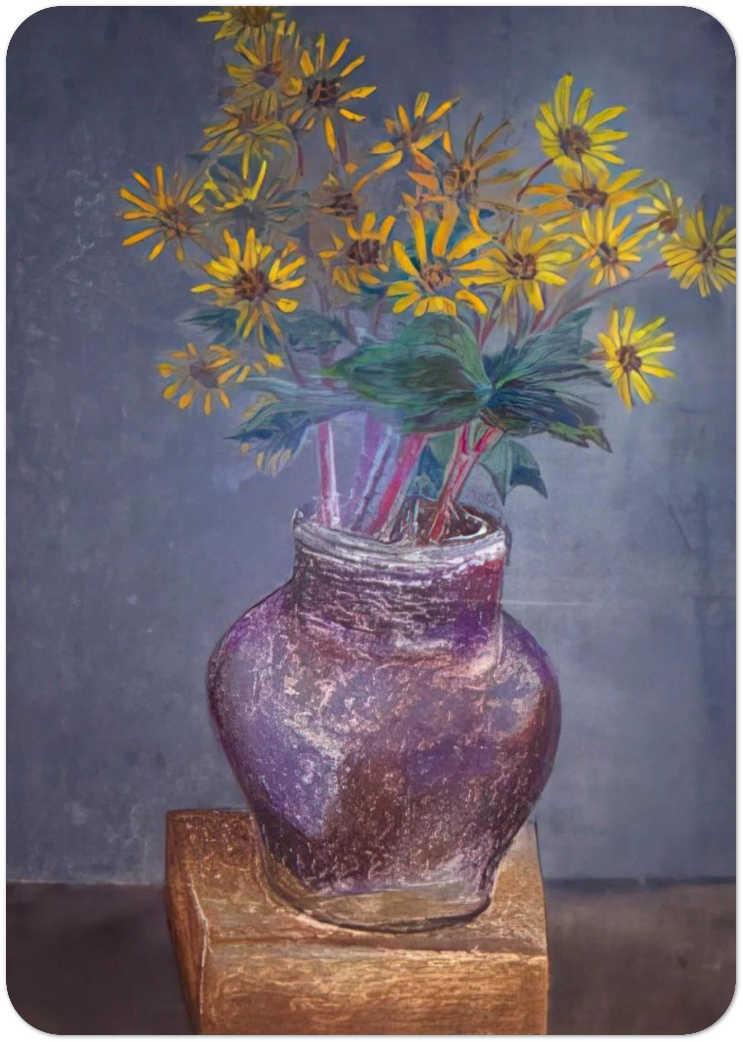 Homemade Painting of a Homemade Bouquet of Sand Dune Daisies in a Homemade Vase - 1982 By Morris Graves Pack of 10 Post Cards | Morris Graves Post Cards | A6 (10.5 x 14.8 cm) - 4.1 x 5.8 inches
