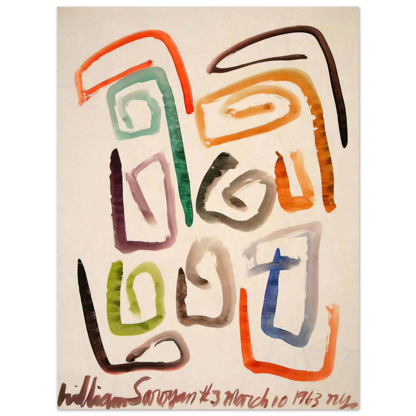 William Saroyan - #3 March 10, 1963 NYC - 1963  75x100 cm / 30x40inches Fine Art Poster