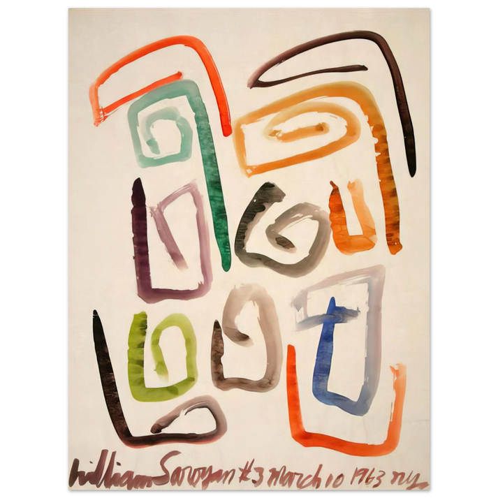 William Saroyan - #3 March 10, 1963 NYC - 1963  75x100 cm / 30x40inches Fine Art Poster