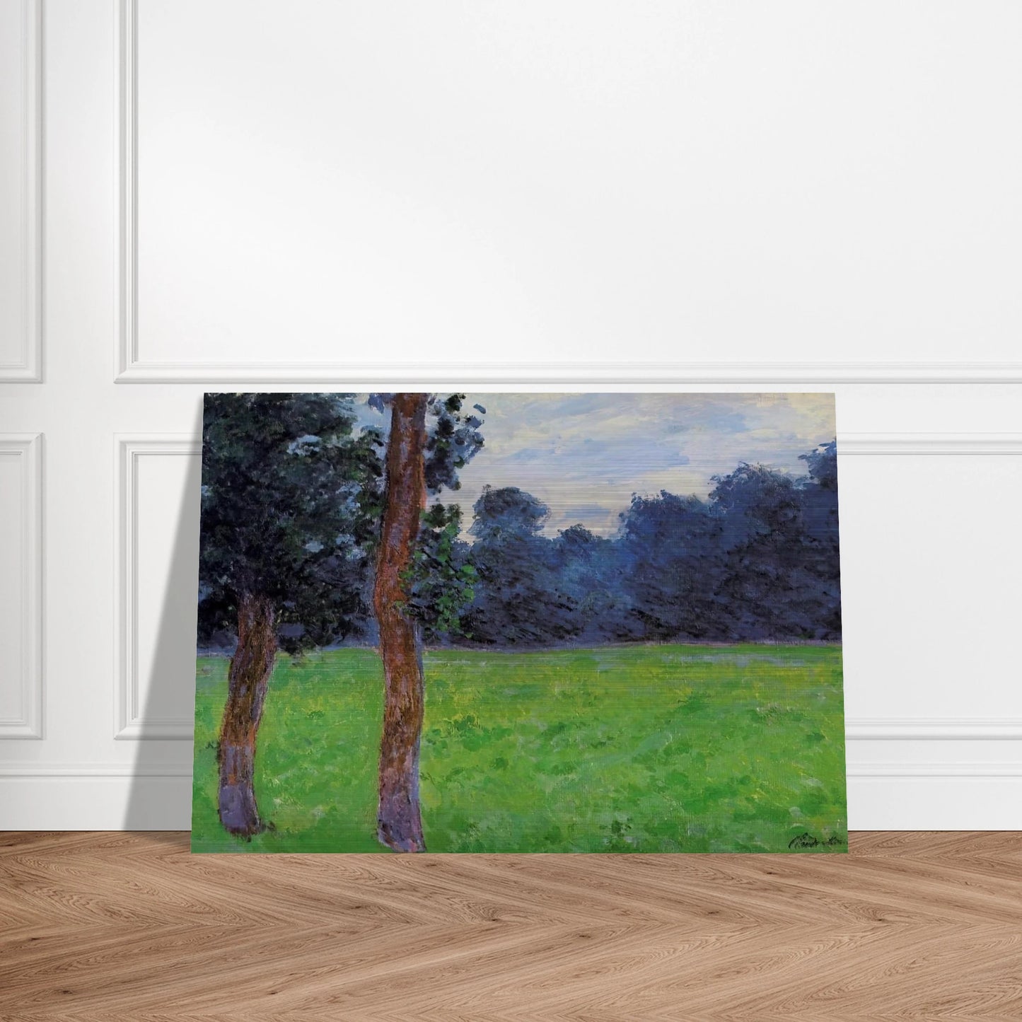 Two Trees in a Meadow - claude monet Brushed Aluminum Print - 70x100 cm / 28x40 inches | claude monet Aluminum Print | claude monet Prints