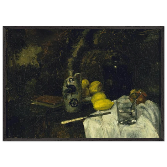 LEMONS AND BOTTLE OF DUTCH GIN 1896 - Henri Matisse 70x100 cm / 28x40 inches Framed Art Print – Black Wooden Frame