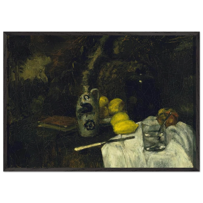 LEMONS AND BOTTLE OF DUTCH GIN 1896 - Henri Matisse 70x100 cm / 28x40 inches Framed Art Print – Black Wooden Frame