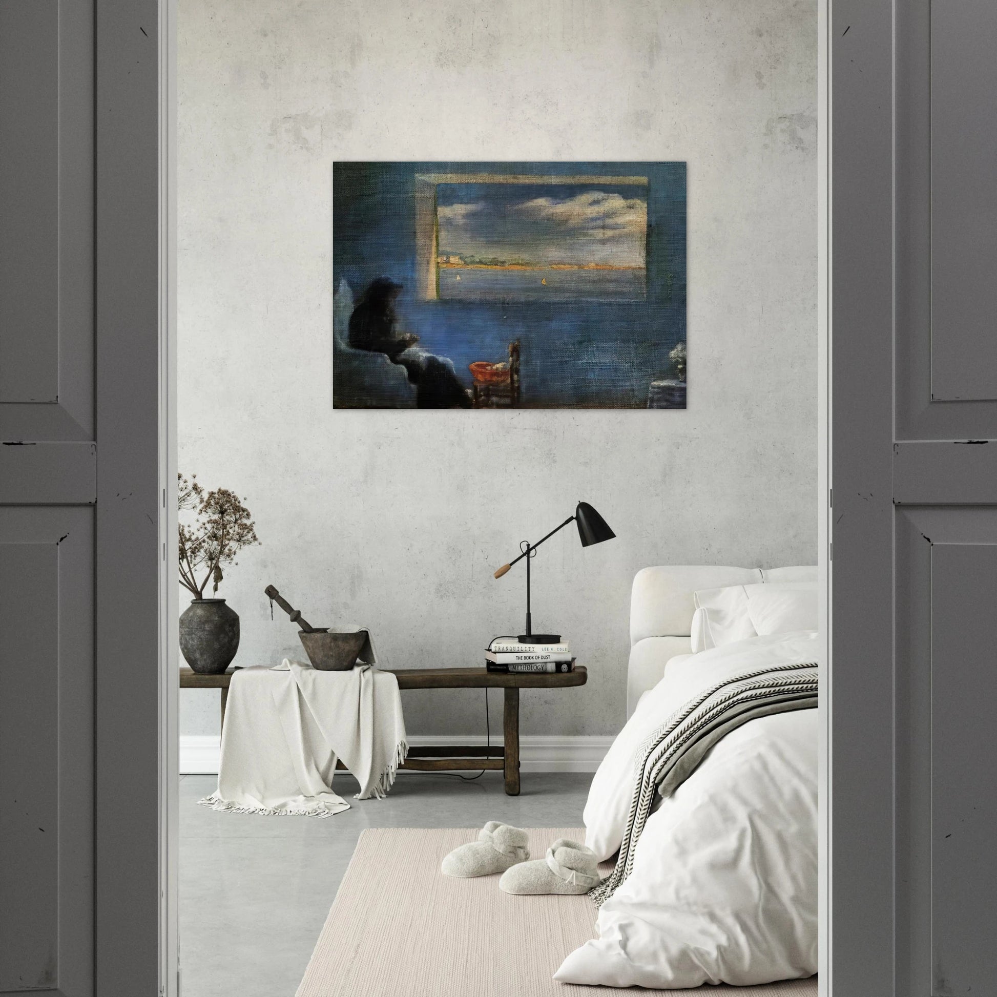 PORTRAIT OF GRANDMOTHER ANA SEWING - Salvador Dali Brushed Aluminum Print - 70x100 cm / 28x40 inches | Salvador Dali Aluminum Print | Salvador Dali Prints