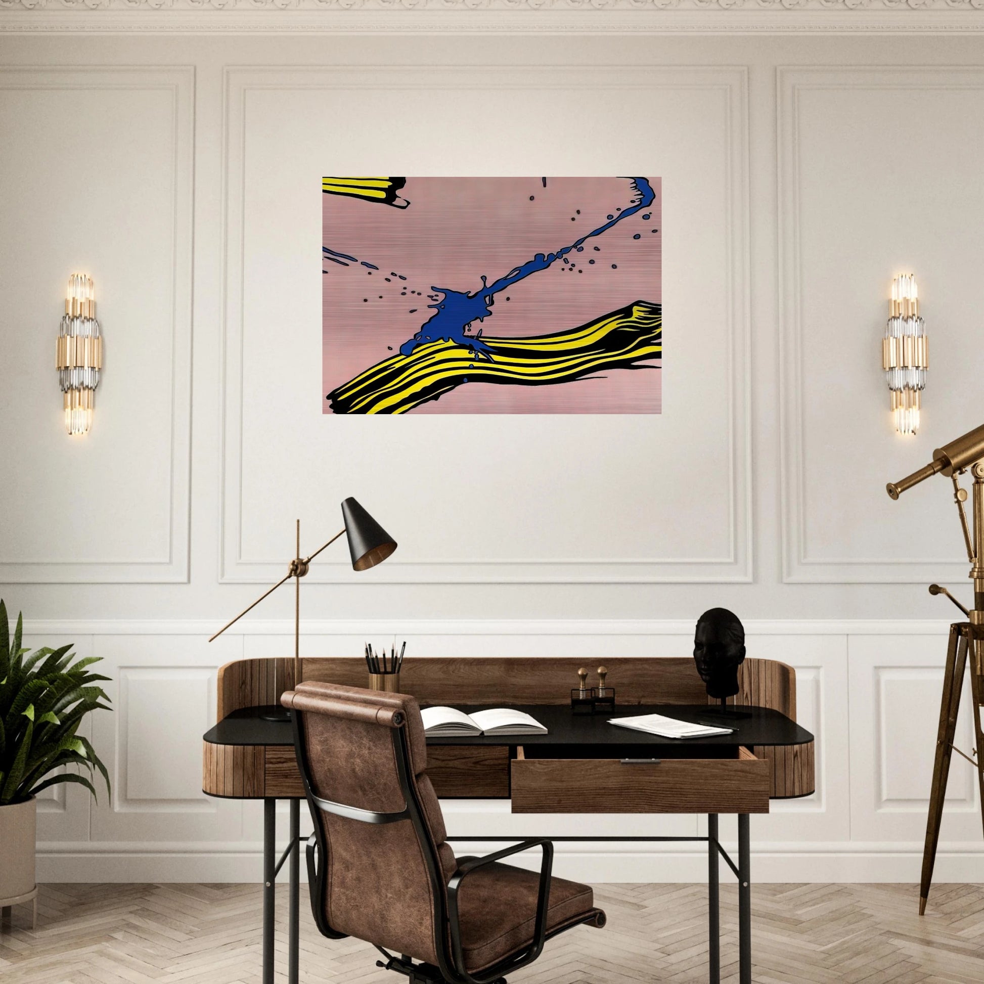 BRUSHSTROKE WITH SPATTER 1966 - Roy Lichtenstein Brushed Aluminum Print - 70x100 cm / 28x40 inches | Roy Lichtenstein Aluminum Print | Roy Lichtenstein Prints