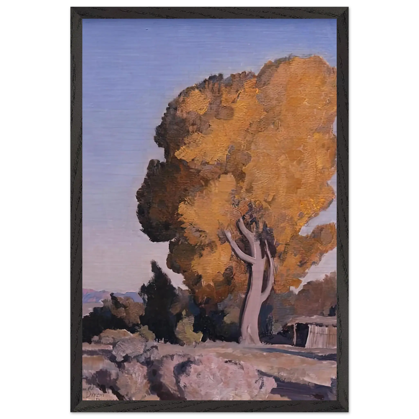 Maynard Dixon - LOW COUNTRY COTTONWOOD 1940 Wall art - A2 (42 x 59.4  cm) - Premium Wooden Framed Poster With Fine Art Paper - White frame