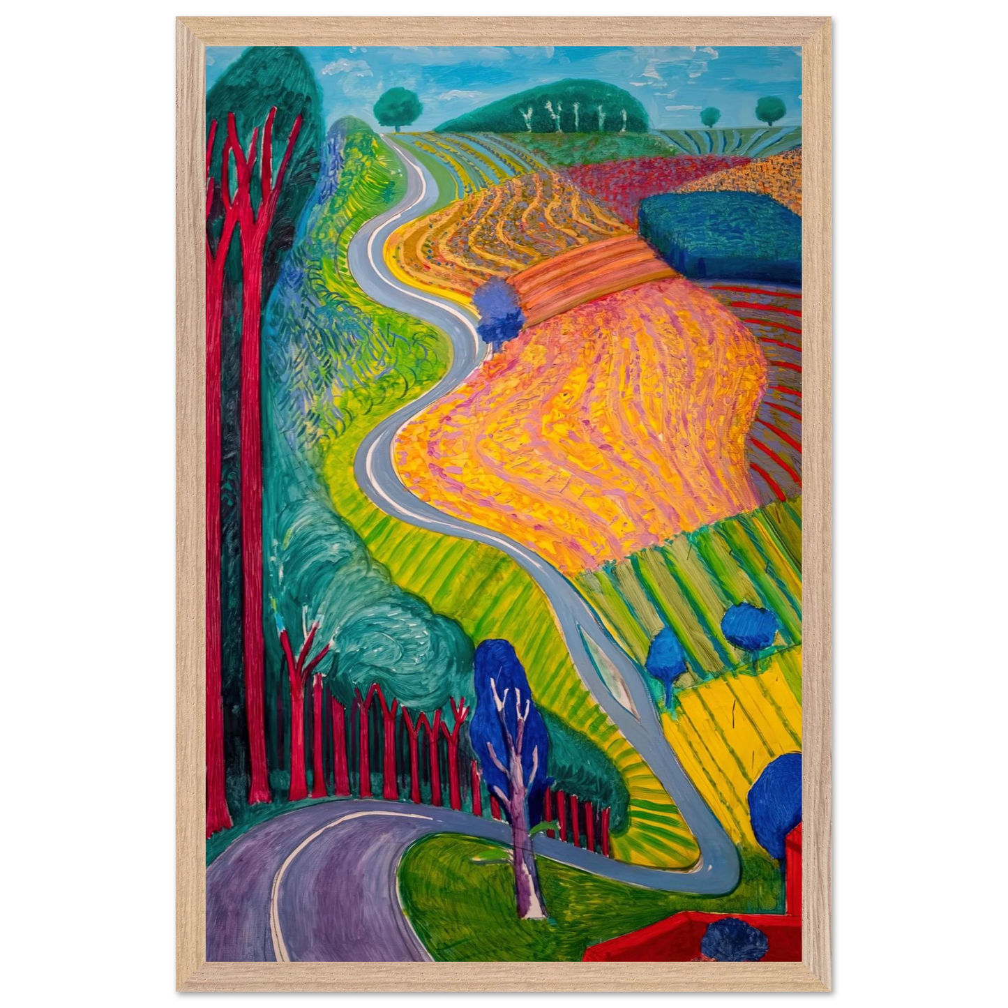 David Hockney - David Hockney Wall art - 28x43  cm / XL (11x17 inches) - Premium Wooden Framed Poster With Fine Art Paper-canvas - Black frame