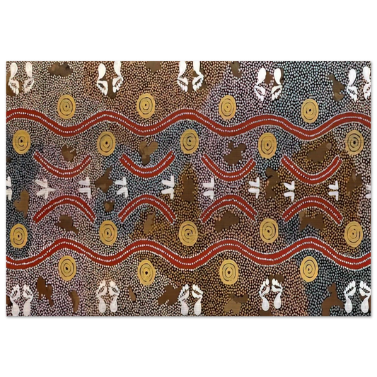 Possum Dreaming - Native Art - Clifford Possum Tjapaltjarri Brushed Aluminum Print - 70x100 cm / 28x40 inches | Clifford Possum Tjapaltjarri Aluminum Print | Clifford Possum Tjapaltjarri Prints