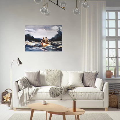 CANOE IN THE RAPIDS - Winslow Homer Brushed Aluminum Print - 70x100 cm / 28x40 inches | Winslow Homer Aluminum Print | Winslow Homer Prints