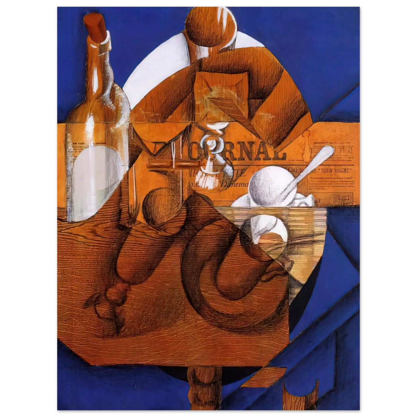 Juan Gris - GLASS CUP AND BOTTLE  75x100 cm / 30x40inches Fine Art Poster