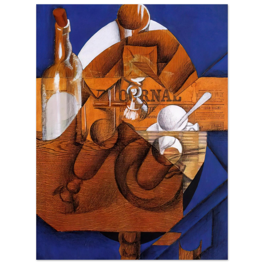 Juan Gris - GLASS CUP AND BOTTLE  75x100 cm / 30x40inches Fine Art Poster