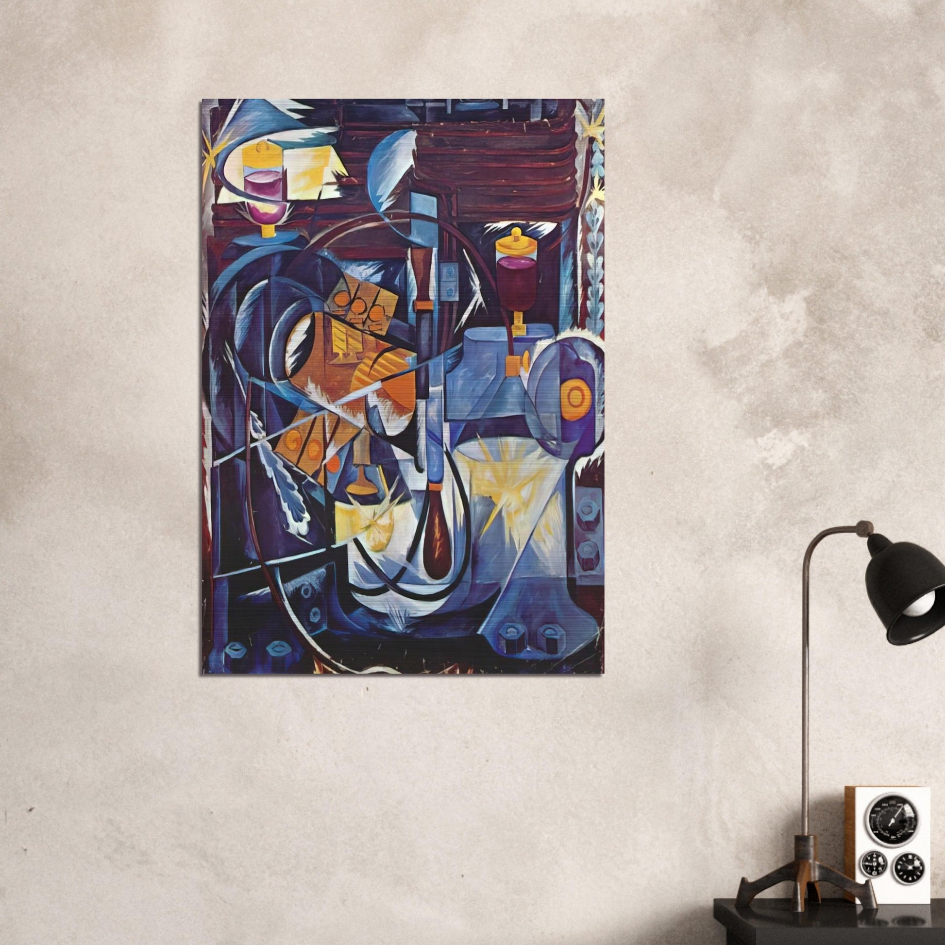 Dynamo machine - 1913 - Natalia Goncharova Brushed Aluminum Print - 70x100 cm / 28x40 inches | Natalia Goncharova Aluminum Print | Natalia Goncharova Prints