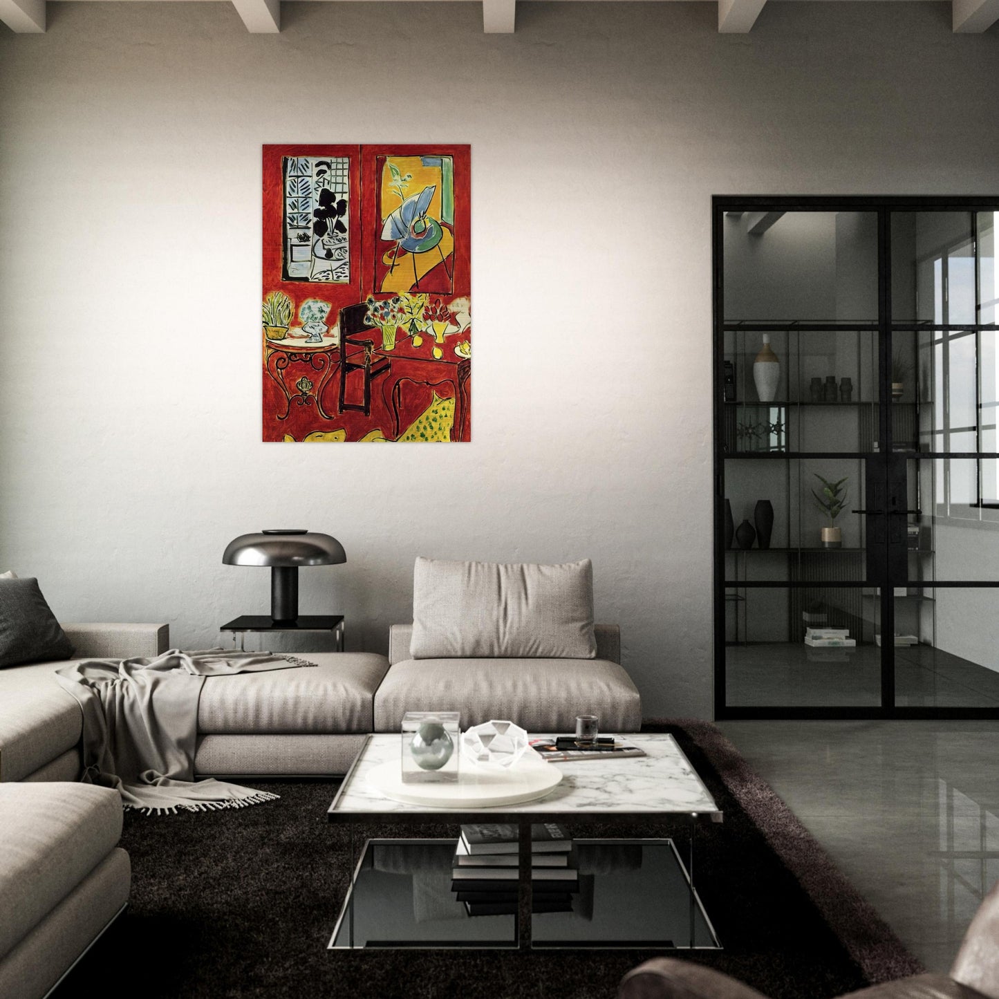 LARGE RED INTERIOR 1948 - Henri Matisse Brushed Aluminum Print - 70x100 cm / 28x40 inches | Henri Matisse Aluminum Print | Henri Matisse Prints