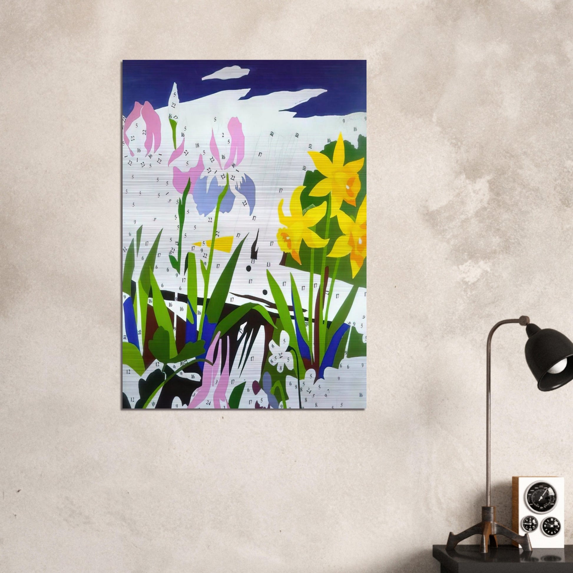 Do It Yourself  Flowers  - Andy Warhol Brushed Aluminum Print - 70x100 cm / 28x40 inches | Andy Warhol Aluminum Print | Andy Warhol Prints