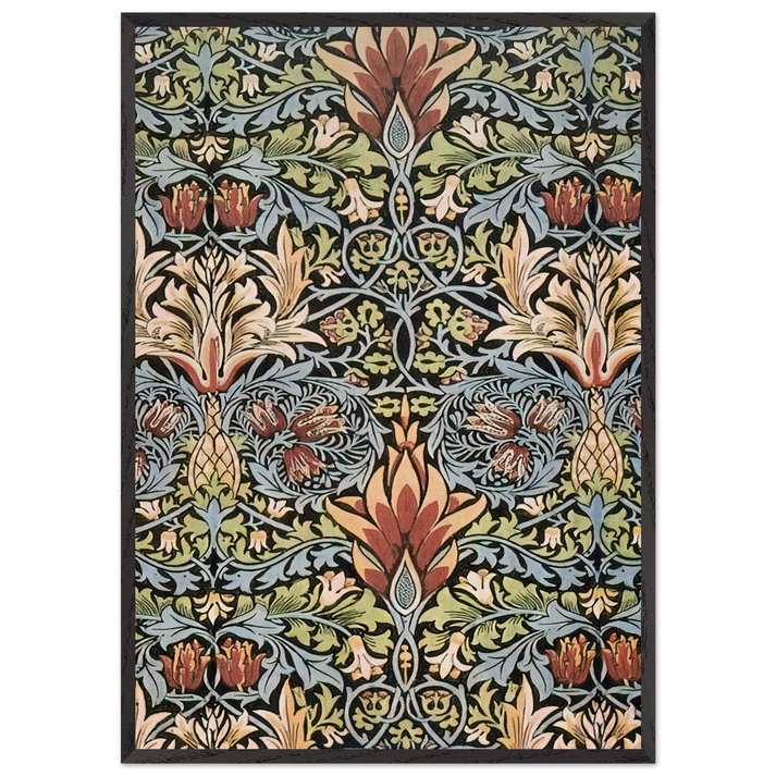 SNAKESHEAD PRINTED TEXTILE 1876 - William Morris 70x100 cm / 28x40 inches Framed Art Print – Black Wooden Frame