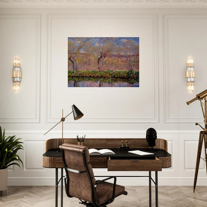 The Banks of the River Epte in Springtime - claude monet Brushed Aluminum Print - 70x100 cm / 28x40 inches | claude monet Aluminum Print | claude monet Prints