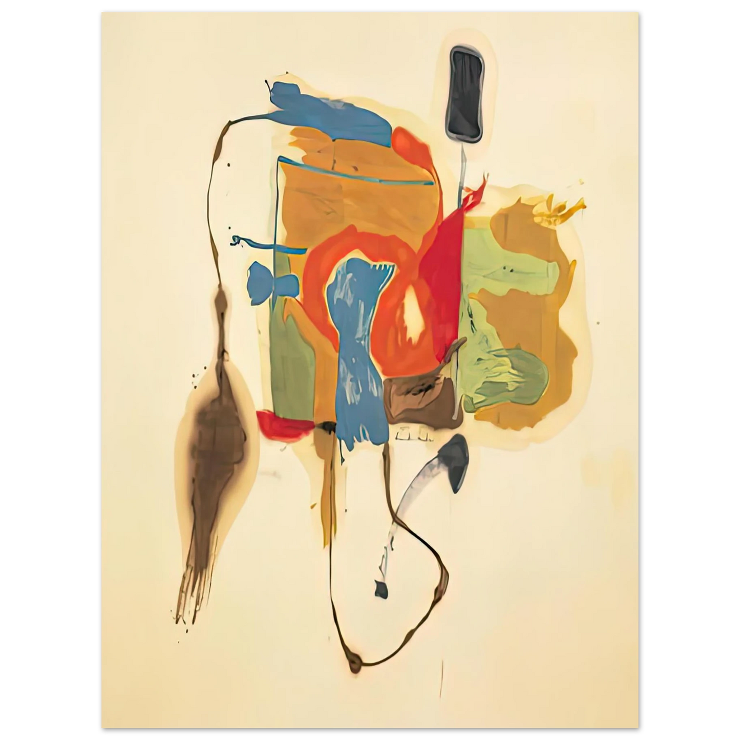 Helen Frankenthaler - Blue Form in a Scene, 1961- Wall Art - 21x29.7 cm / 8x12" - Fine Art Poster-canvas - -