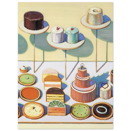 Wayne Thiebaud - Cakes and Pies - 1995 Wall Art - 21x29.7 cm / 8x12" - Fine Art Poster-canvas - -