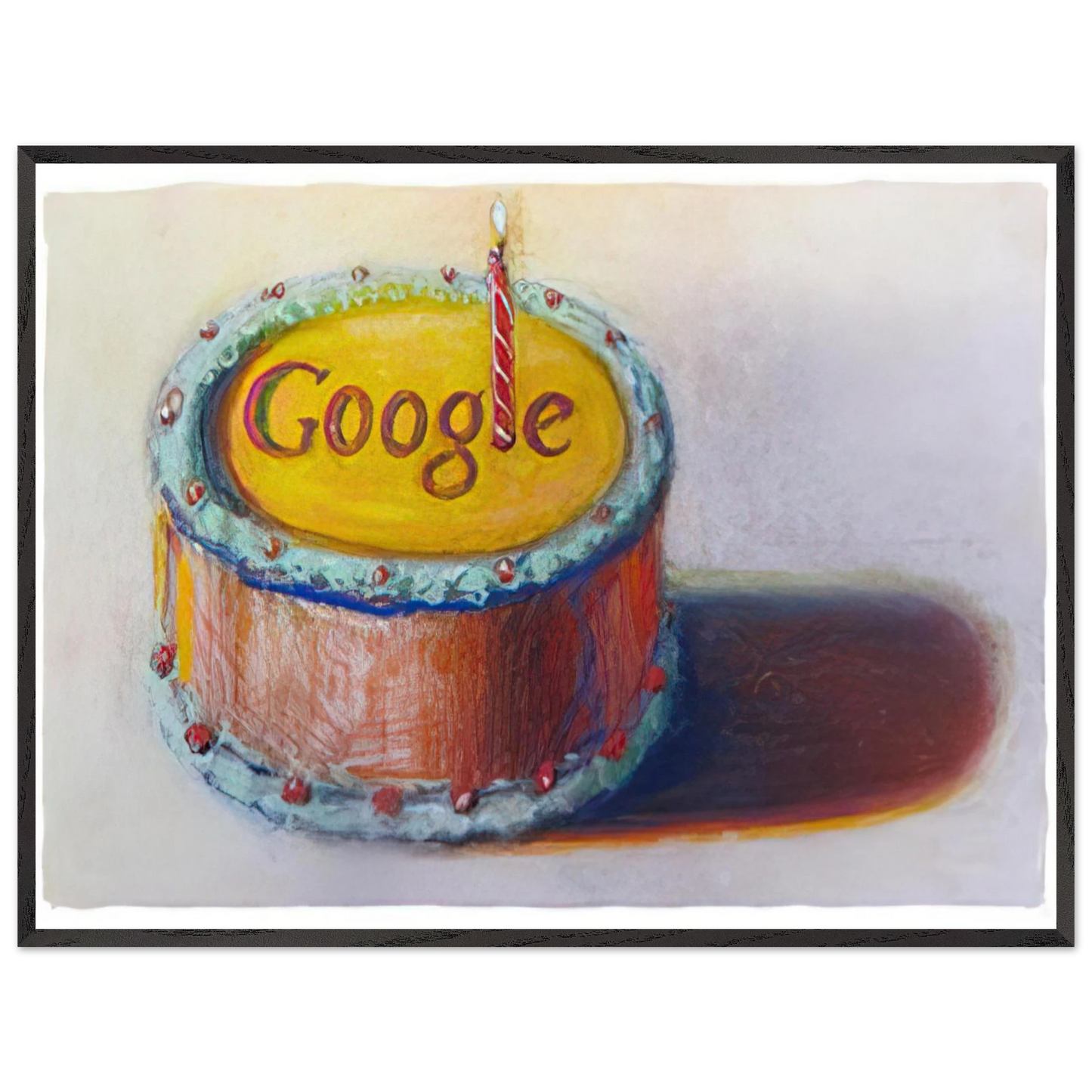Wayne Thiebaud - Google - 12th Birthday Cake Doodle - 2010 Wall Art - 30x40 cm / 12x16 inches - Fine Art Poster-canvas - -