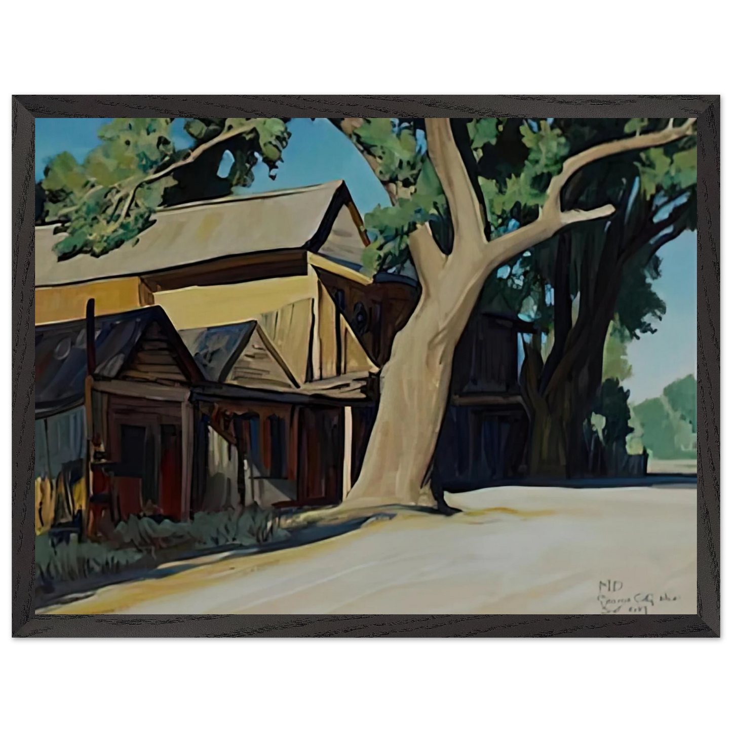Maynard Dixon - OLD CHINATOWN CARSON CITY NEVADA 1937 Wall art - 30x45 cm / 12x18 inches - Premium Wooden Framed Poster With Fine Art Paper-canvas - White frame