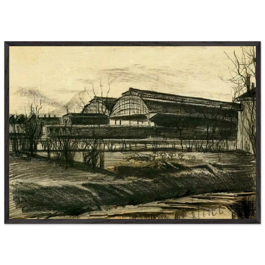 Station in The Hague - Vincent van Gogh 70x100 cm / 28x40 inches Framed Art Print – Black Wooden Frame