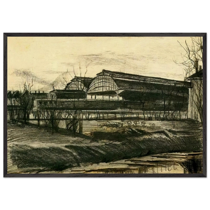 Station in The Hague - Vincent van Gogh 70x100 cm / 28x40 inches Framed Art Print – Black Wooden Frame
