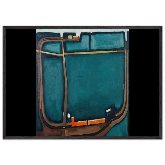 NARROW GAUGE RAILWAY IN THE MOUNTAINS 1963 - Jerzy Nowosielski 70x100 cm / 28x40 inches Framed Art Print – Black Wooden Frame