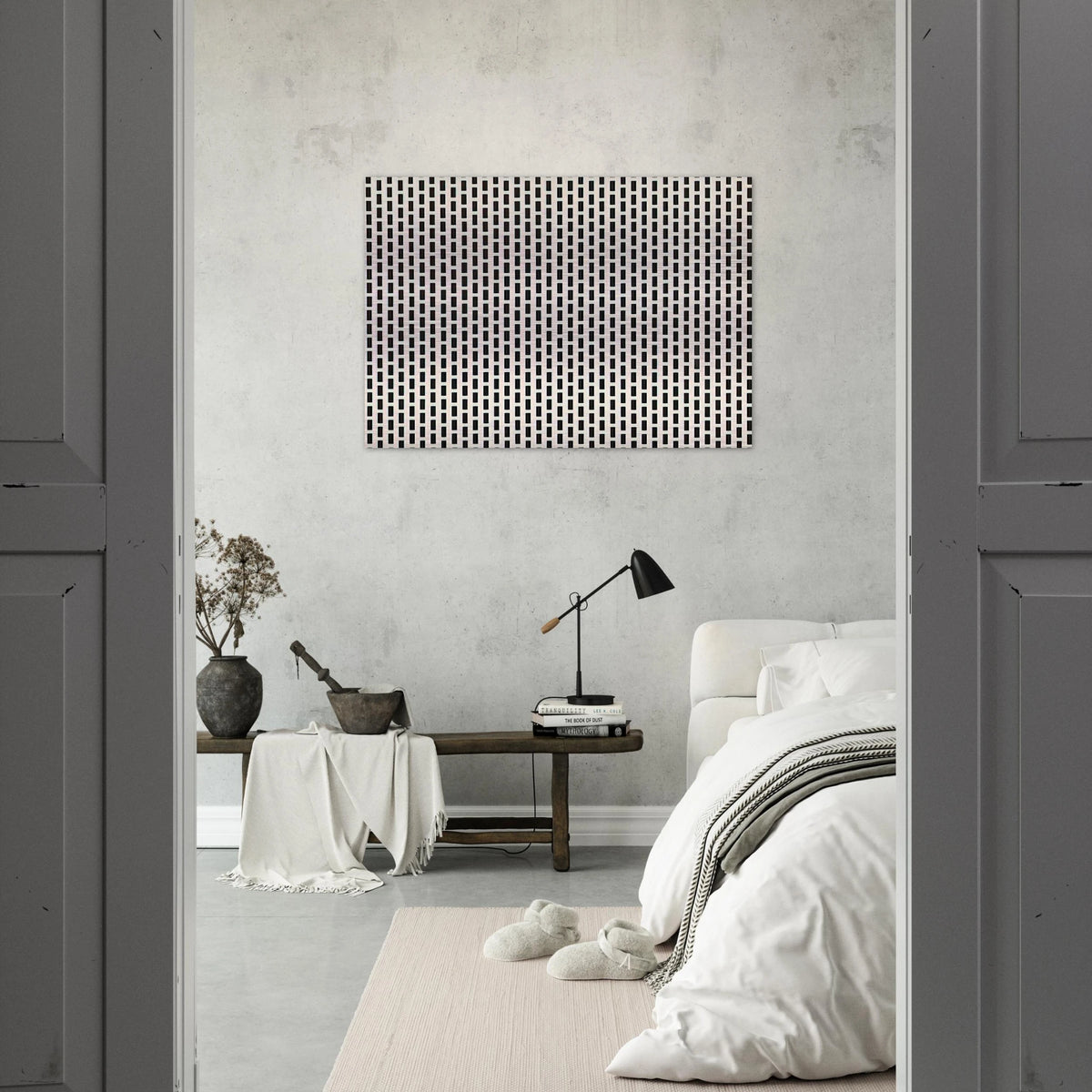 2 trames de carrés1 trame de tirets - 1975 - Francois Morellet Brushed Aluminum Print - 70x100 cm / 28x40 inches | Francois Morellet Aluminum Print | Francois Morellet Prints