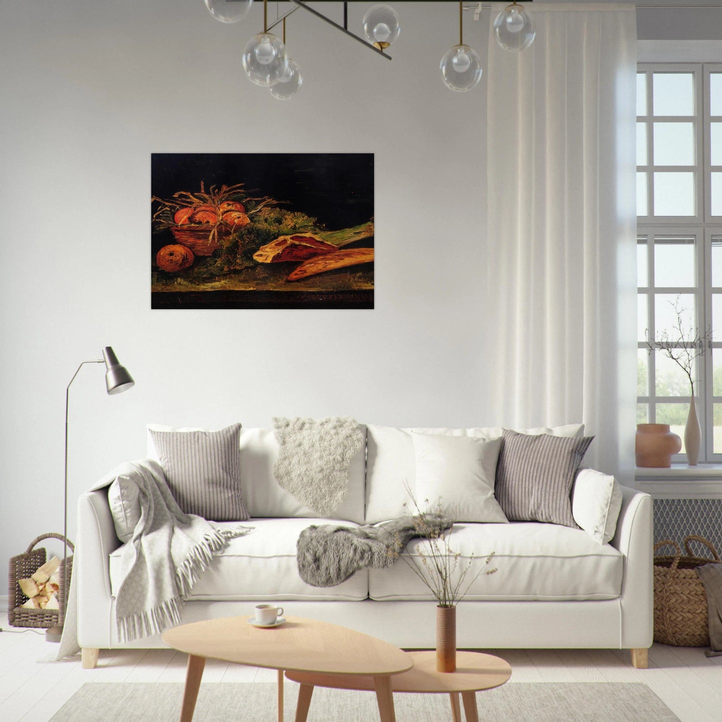 Still Life with Apples, Meat and a Roll - Vincent van Gogh Brushed Aluminum Print - 70x100 cm / 28x40 inches | Vincent van Gogh Aluminum Print | Vincent van Gogh Prints