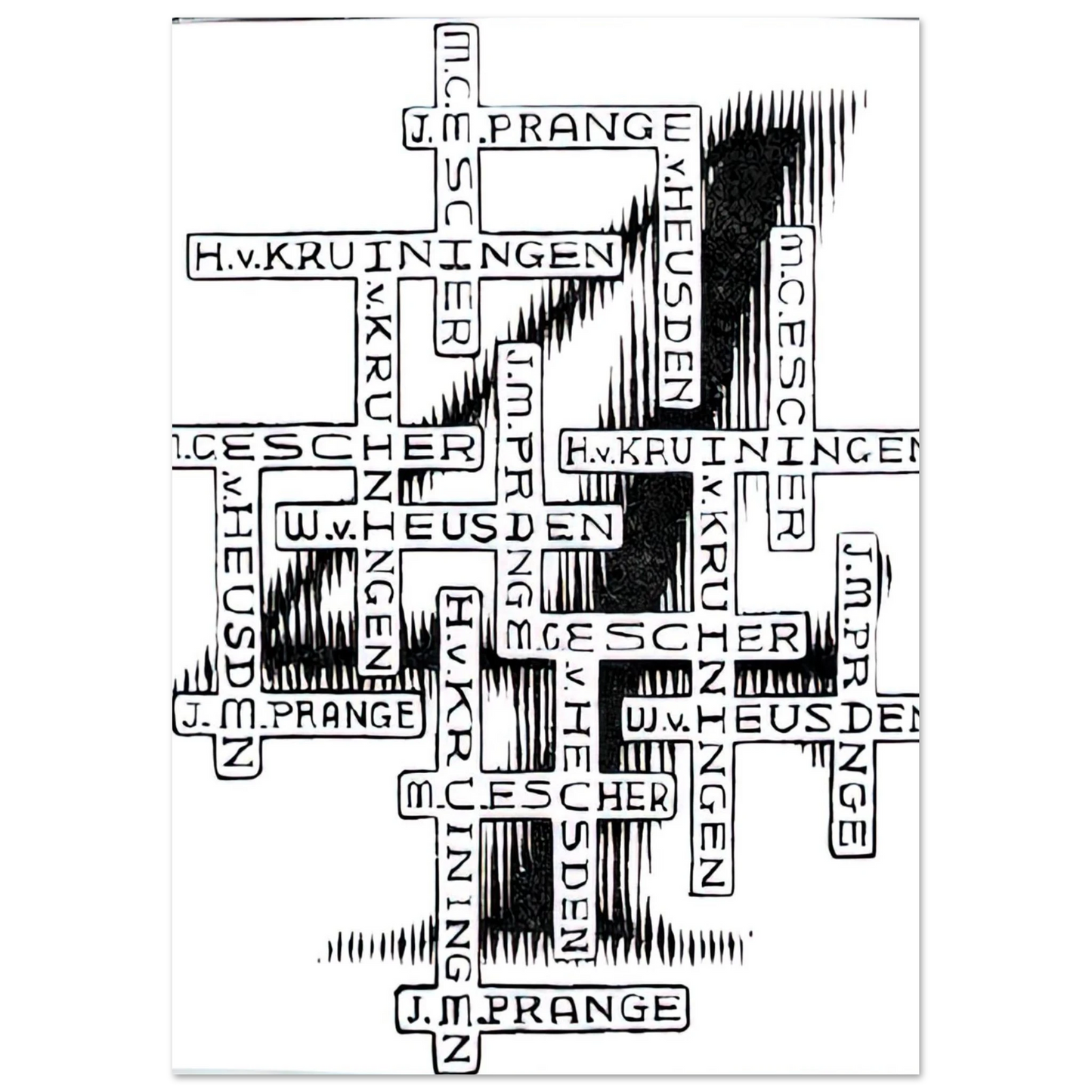 MC Escher - ESCHER (29) Wall Art - 60x80 cm / 24x32 inches - Premium Wooden Framed Poster With Fine Art Paper-canvas - Wood frame