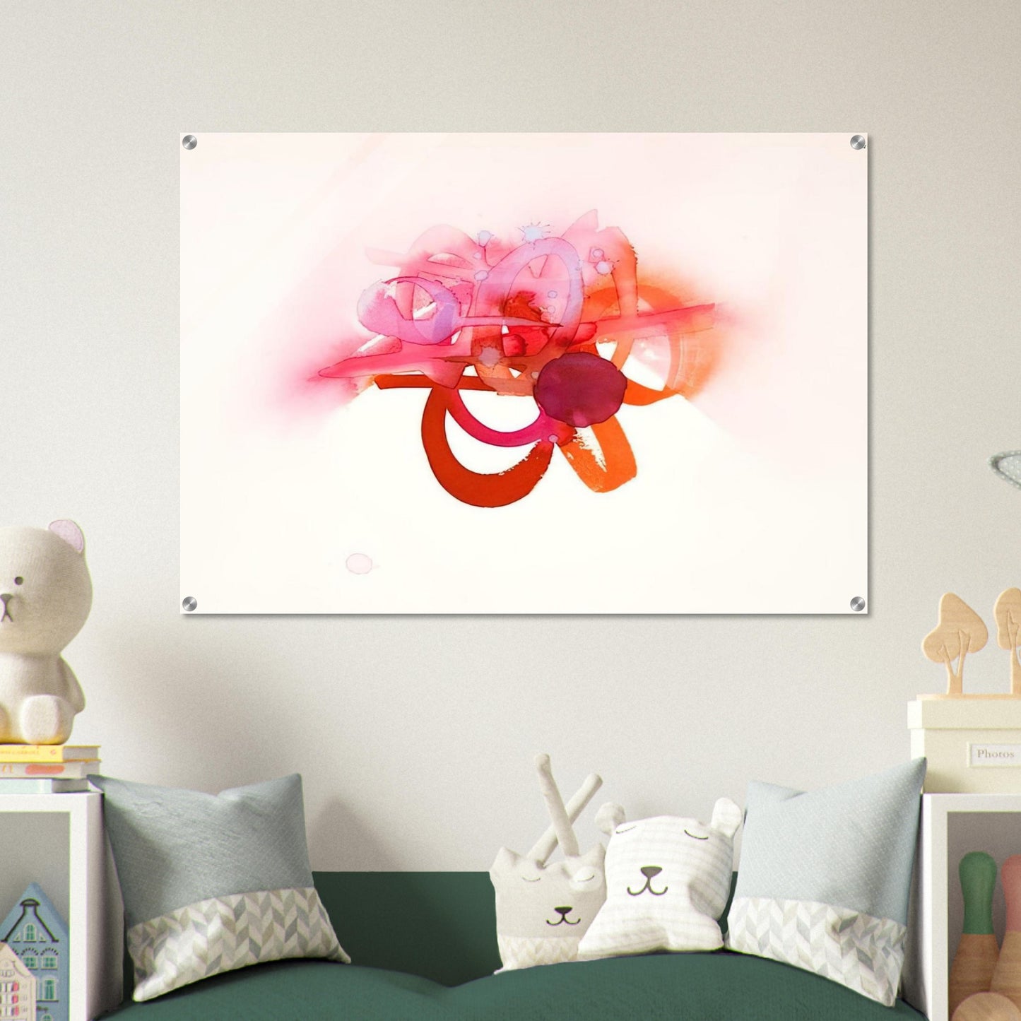UNTITLED RED ORANGE AND PINK - Luis Feito Acrylic Print - 70x100 cm / 28x40″ inches