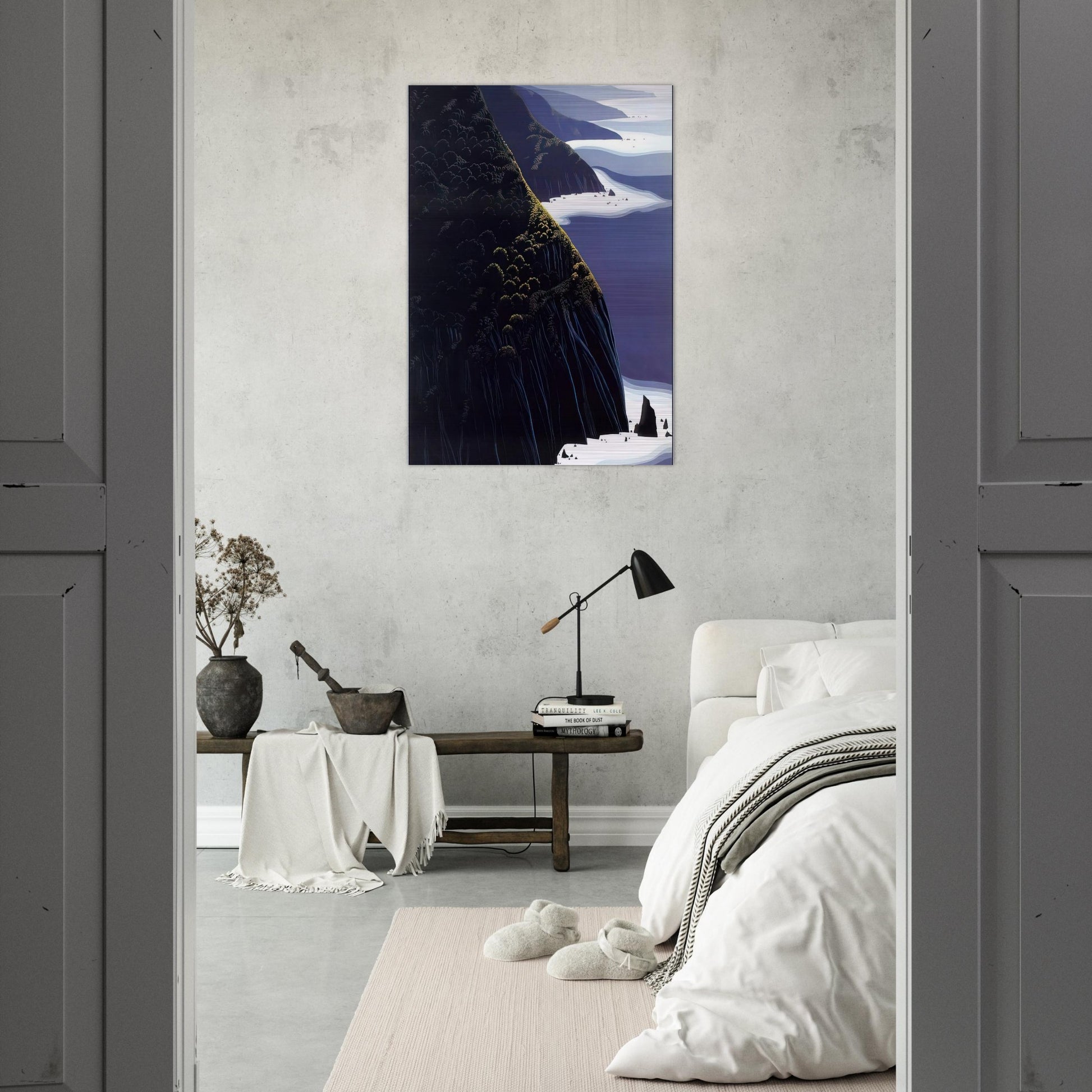 Gray Big Sur - Eyvind Earle Brushed Aluminum Print - 70x100 cm / 28x40 inches | Eyvind Earle Aluminum Print | Eyvind Earle Prints