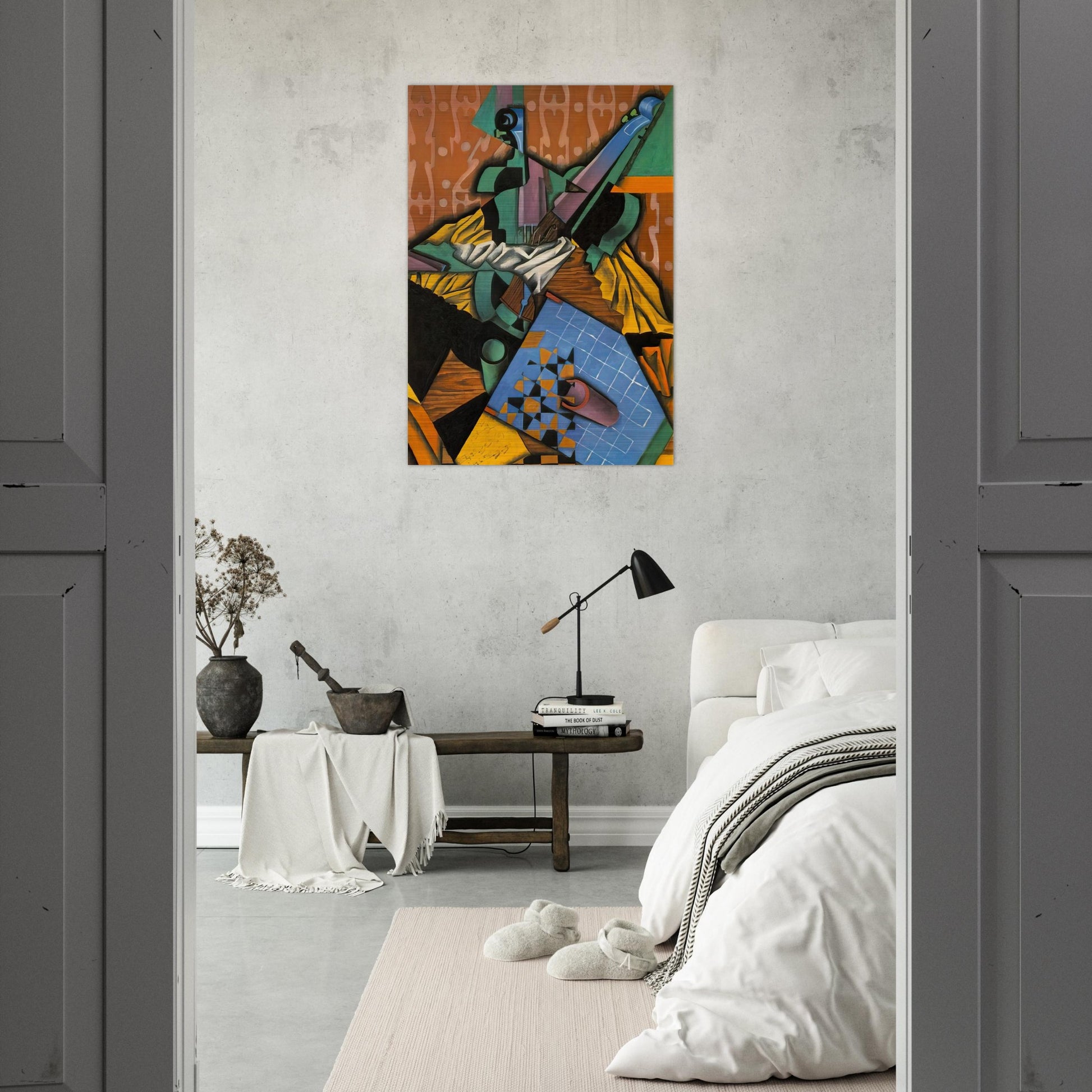 PHOTOGRAPH OF VIOLIN AND CHECKERBOARD 1913 - Juan Gris Brushed Aluminum Print - 70x100 cm / 28x40 inches | Juan Gris Aluminum Print | Juan Gris Prints