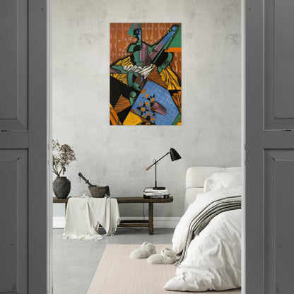 PHOTOGRAPH OF VIOLIN AND CHECKERBOARD 1913 - Juan Gris Brushed Aluminum Print - 70x100 cm / 28x40 inches | Juan Gris Aluminum Print | Juan Gris Prints