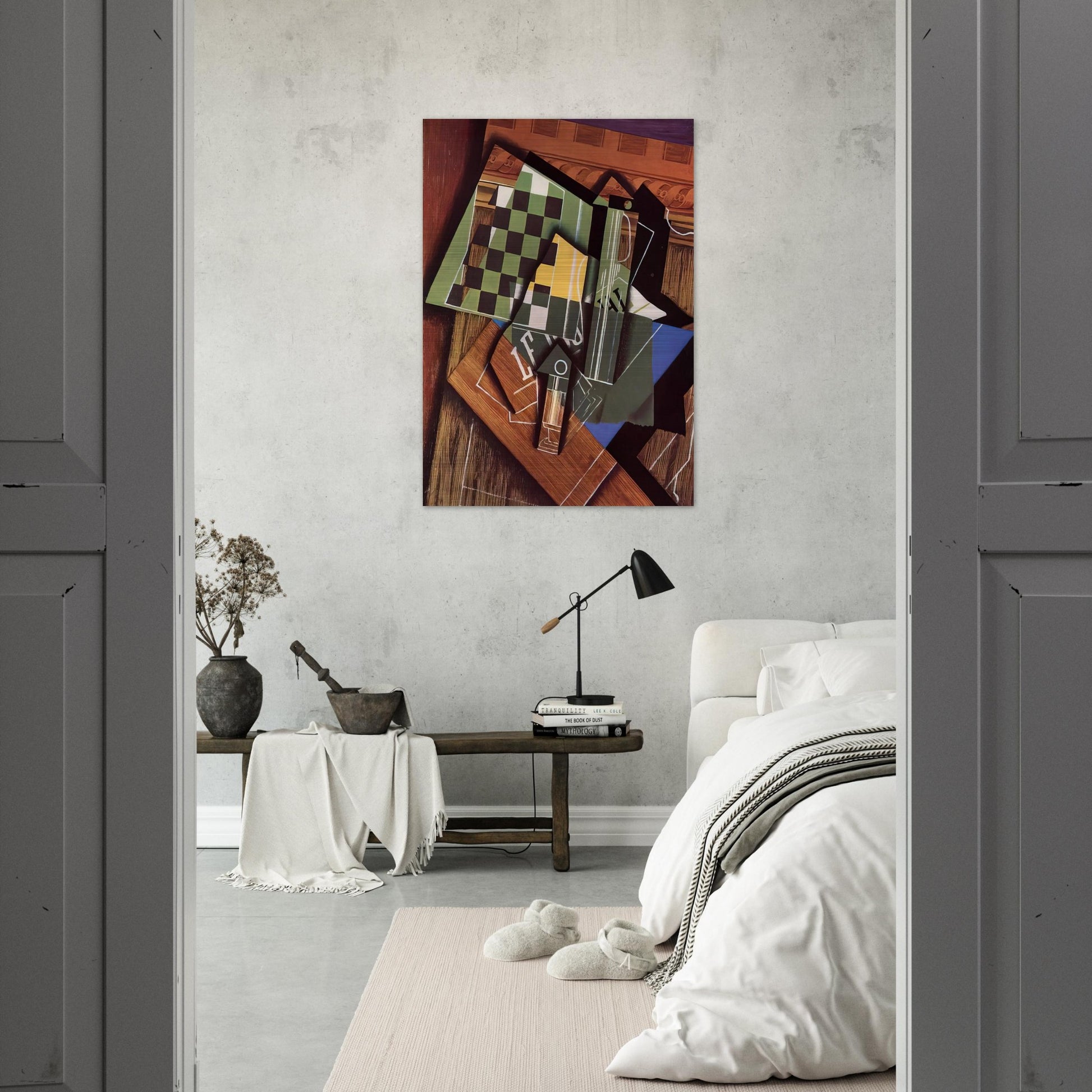 THE CHECKERBOARD 1915 - Juan Gris Brushed Aluminum Print - 70x100 cm / 28x40 inches | Juan Gris Aluminum Print | Juan Gris Prints