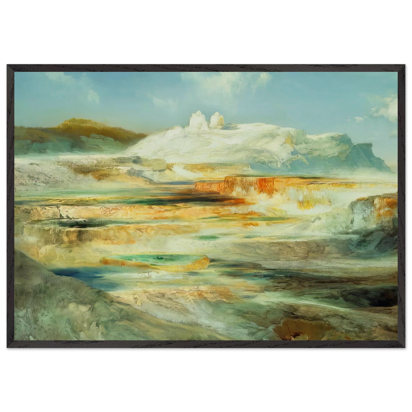Jupiter Terrace Yellowstone - Thomas Moran 70x100 cm / 28x40 inches Framed Art Print – Black Wooden Frame