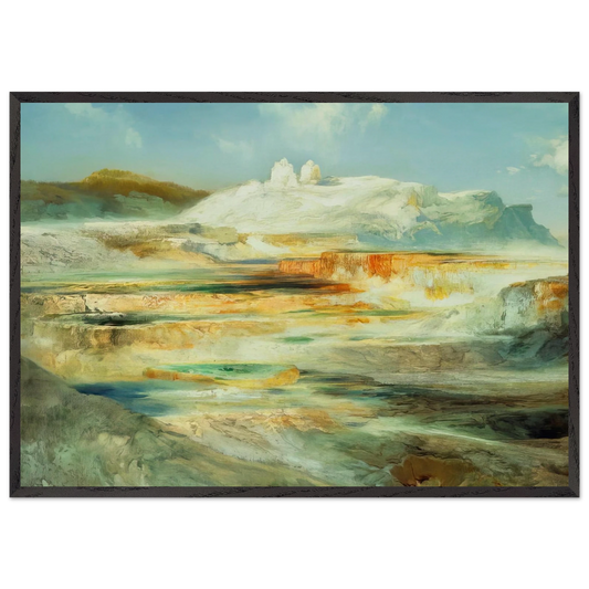 Jupiter Terrace Yellowstone - Thomas Moran 70x100 cm / 28x40 inches Framed Art Print – Black Wooden Frame