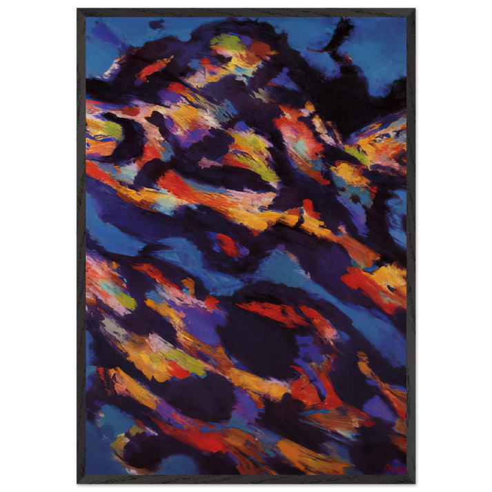 Hommage a Miguel de Unamuno - Le Torrent vert - 1965 - Alfred Manessier 70x100 cm / 28x40 inches Framed Art Print – Black Wooden Frame
