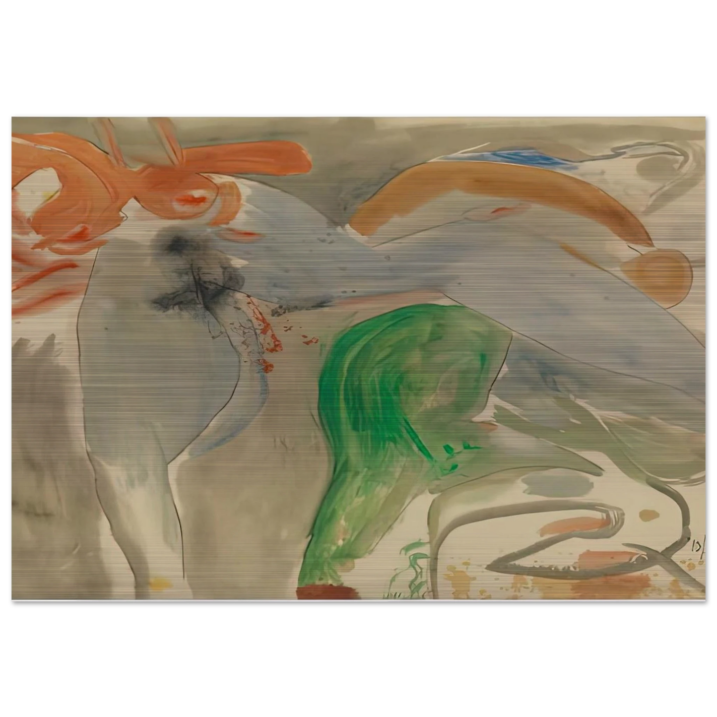 Scene with Nude, 1952- - Helen Frankenthaler Brushed Aluminum Print - 70x100 cm / 28x40 inches | Helen Frankenthaler Aluminum Print | Helen Frankenthaler Prints