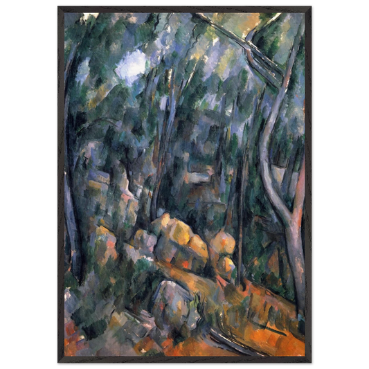 Forest near the rocky caves above the Chateau Noir - Paul Cezanne 70x100 cm / 28x40 inches Framed Art Print – Black Wooden Frame