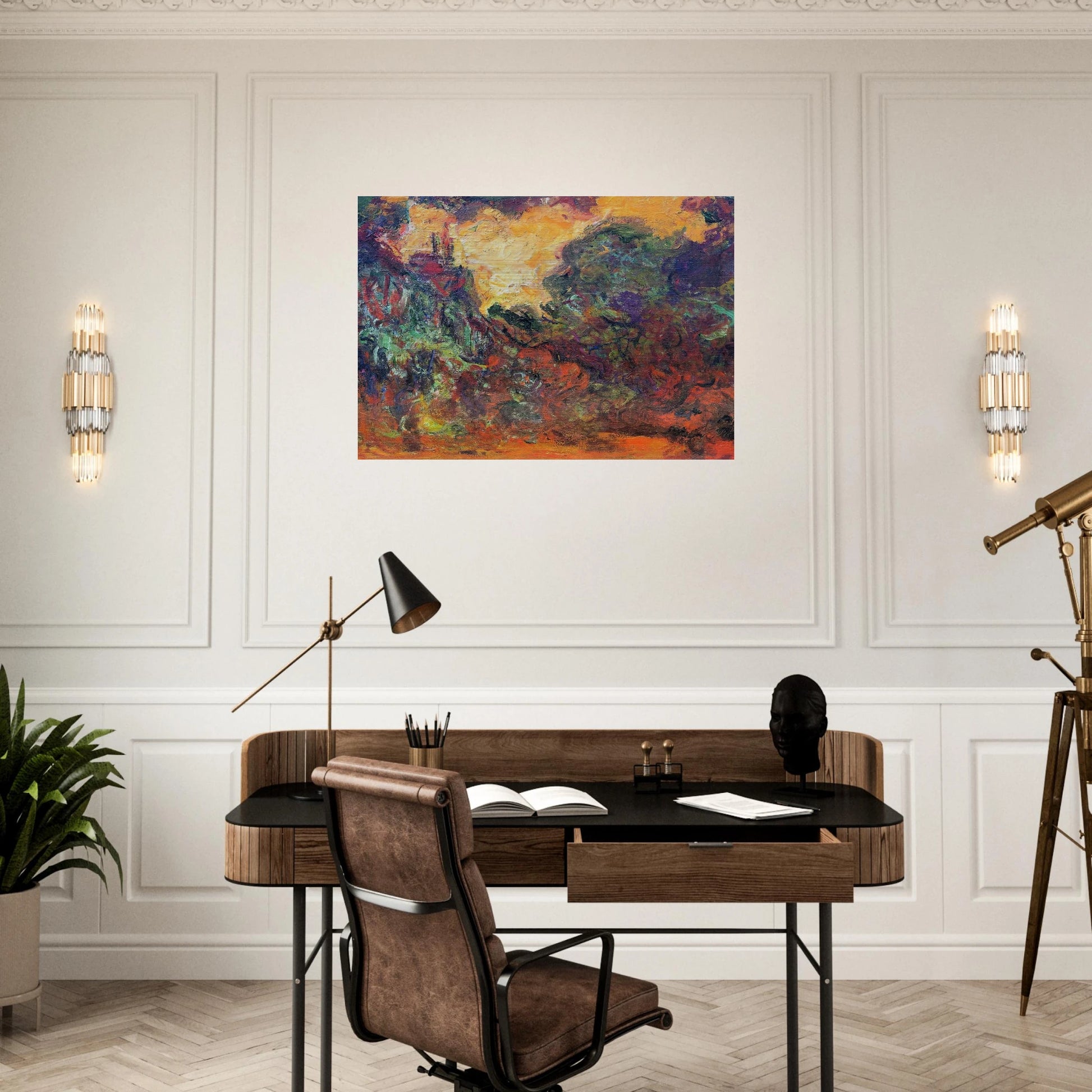 The Artist's House, View from the Rose Garden - claude monet Brushed Aluminum Print - 70x100 cm / 28x40 inches | claude monet Aluminum Print | claude monet Prints
