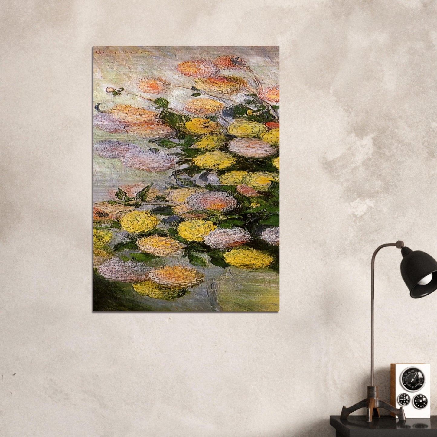 Vase of Dahlias - claude monet Brushed Aluminum Print - 70x100 cm / 28x40 inches | claude monet Aluminum Print | claude monet Prints