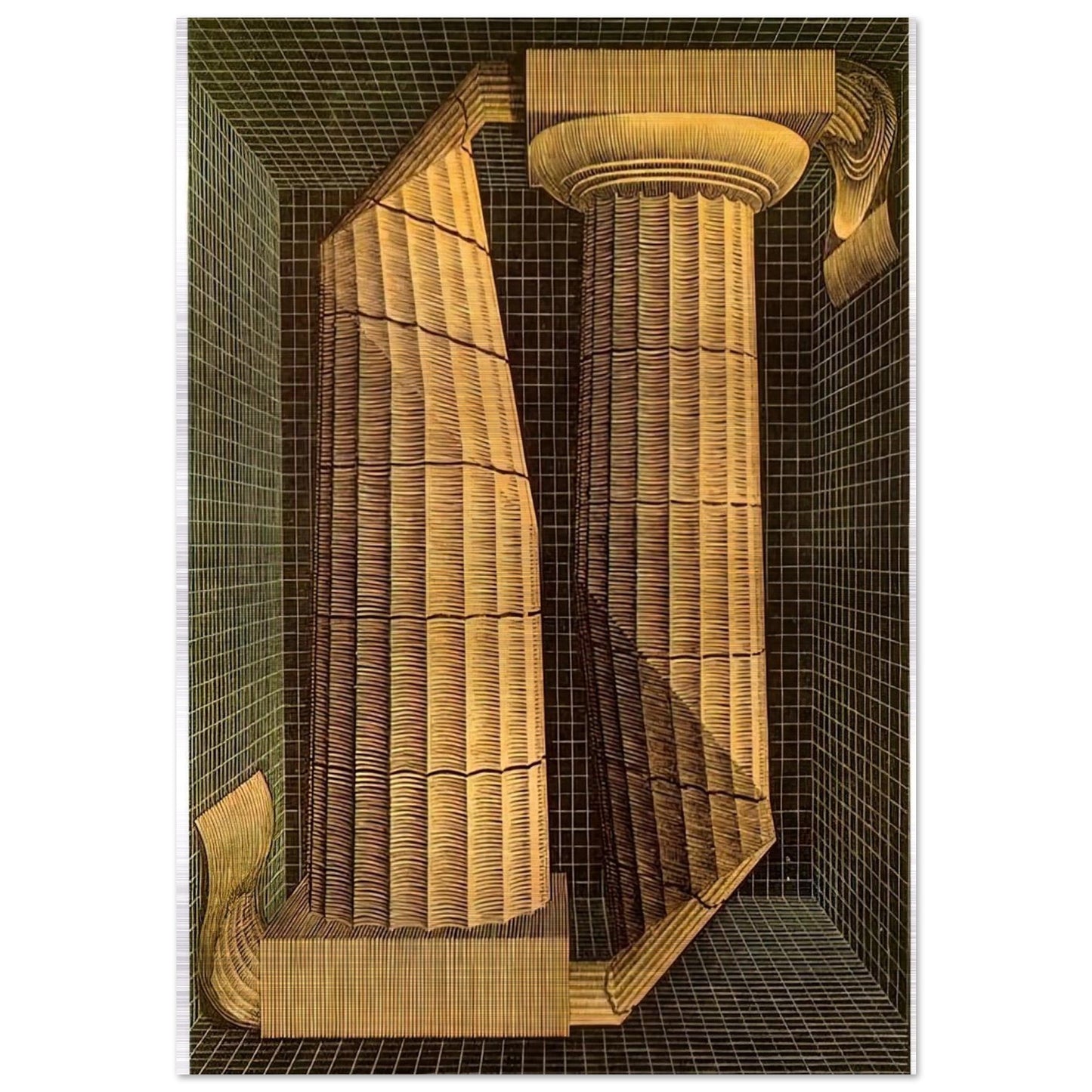 DORIC COLUMNS - MC Escher Brushed Aluminum Print - 70x100 cm / 28x40 inches | MC Escher Aluminum Print | MC Escher Prints